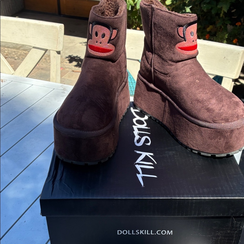 Dolls Kill Dark Brown Platform Boots